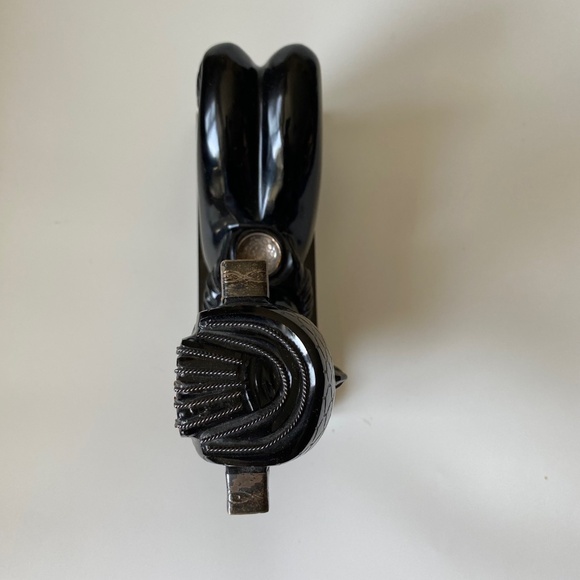 CHACMOOL Mesoamerican Obsidian Sculpture Gold Sheen and Applied Silver Detail - Picture 8 of 10